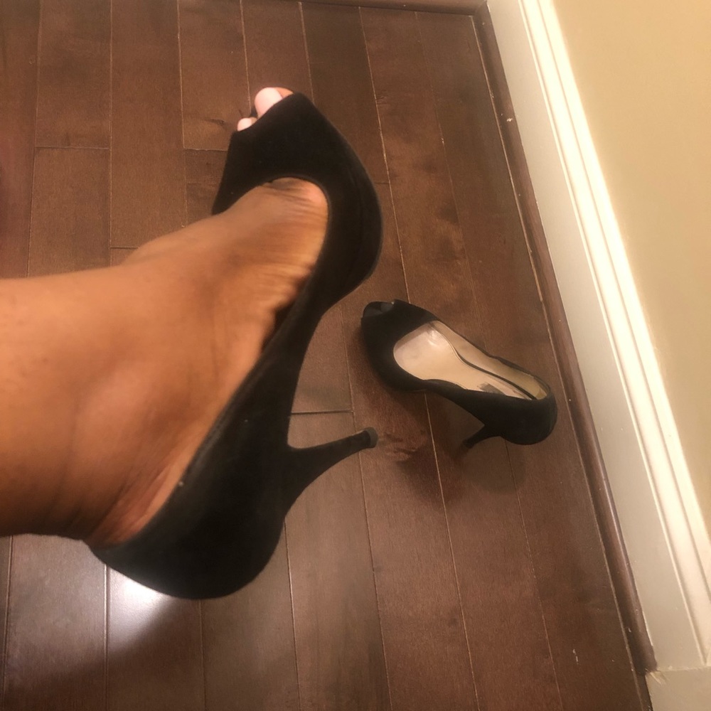 Black Peep Toe Prada Pump - image 1